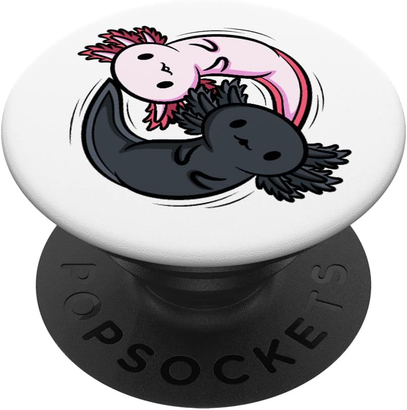 Kawaii Japan Anime Amphibian Comic GiftsAxolotls Ying Yang Meditation Yoga Axolotl Lover PopSockets Adhesive PopGrip