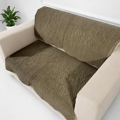 Image of Homerz Premium Petal Charm Sofa Cover | Embossed Floral Pattern | Soft Touch, Anti-Dust & Easy Wash Fabric (Coffee, 2 Seater with Back)