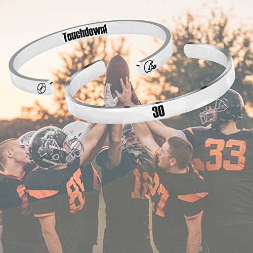 DemiJeweley American Football Number Bracelet Stainless Steel Adjustable Engraved Mantra Cuff Bangle Inspirational Encouragement Wristbands Bracelets Jewelry Birthday Gifts for Boys Teen Girls3