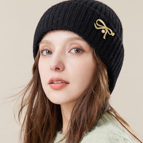 Image of Bow Brooches for Women Rhinestone Crystal Pearl Brooch Gold Bow Knot Badges for Clothing Bag Hat Pants WEdding Christmas Gift(Stlye B)