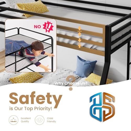 Image of Metal Bunk Bed for Adults and Kids, Sturdy Steel Frame with Guard Rails (3 X 6 Ft) | Pink | Space Saving Design | DIY Assembly for Home and Bedroom
