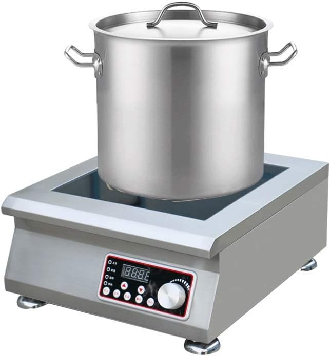 Large Portable Induction Cooker Commercial Induction Hob 5000w with 3mm Thick Stainless Steel Pan 21L