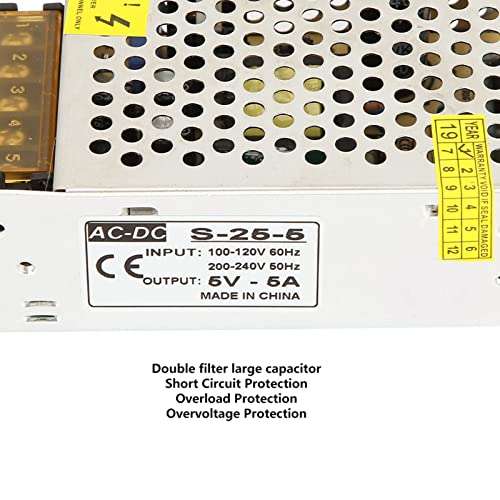 SEAFRONT Adaptador de Fuente de Alimentación de Transformador LED Impermeable de 5V 10W 25W, Fuente de Alimentación Conmutada Regulable para Pantalla, Alta Estabilidad y Refrigeración Eficiente (5V - imagen 3