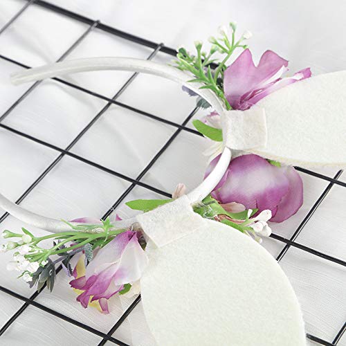 Lddcx Easter Bunny Ear Headband Crown Garland Flower Birthday Headwear Rabbit Cosplay Photography Prop.(Ldz50) (A) #TOP2