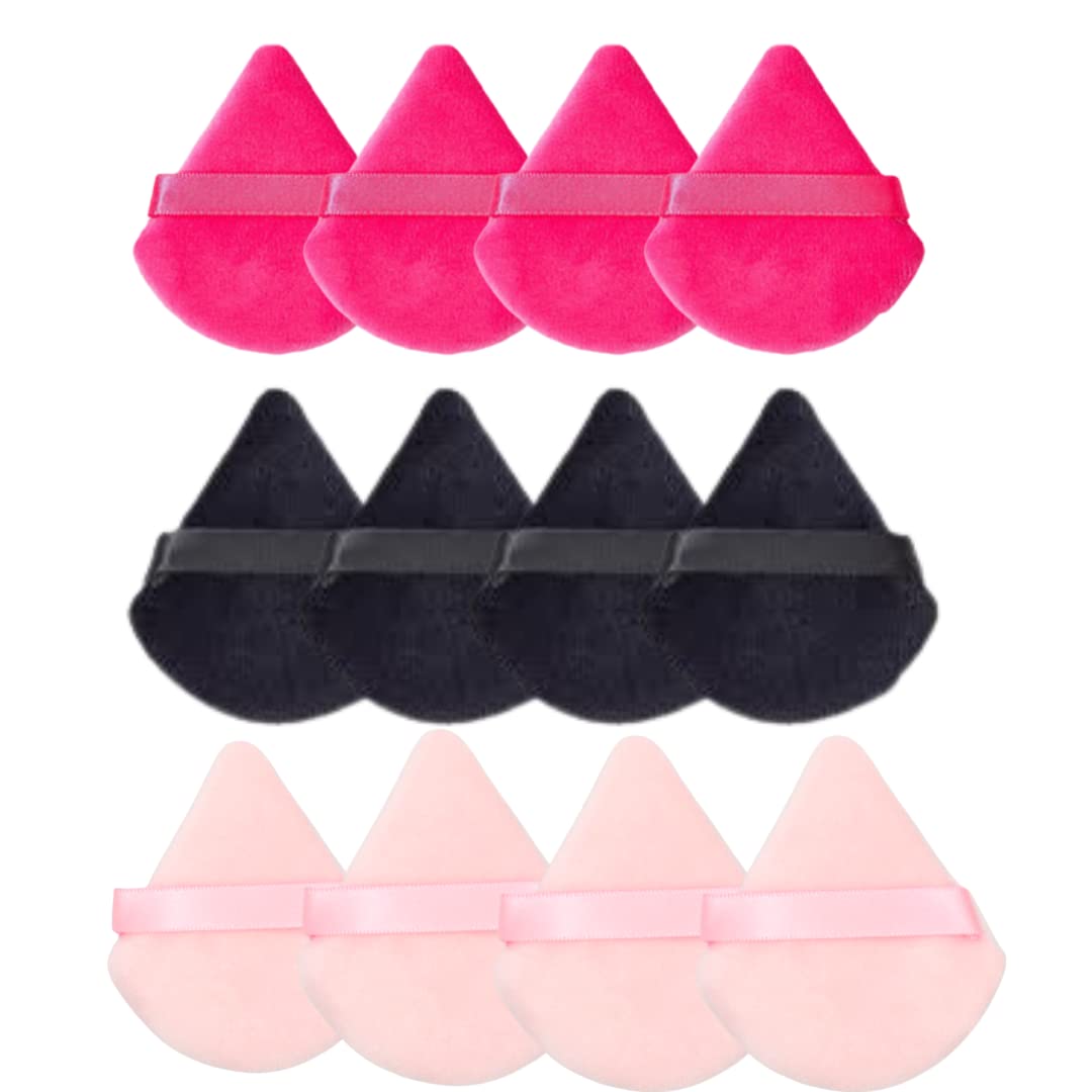 girlie stuffs - 12 Pieces Powder Puff - Face Soft Triangle Makeup Puff for Loose Powder Mineral Powder Body Powder Velour Cosmetic Foundation Blender Sponge Beauty Makeup Tools