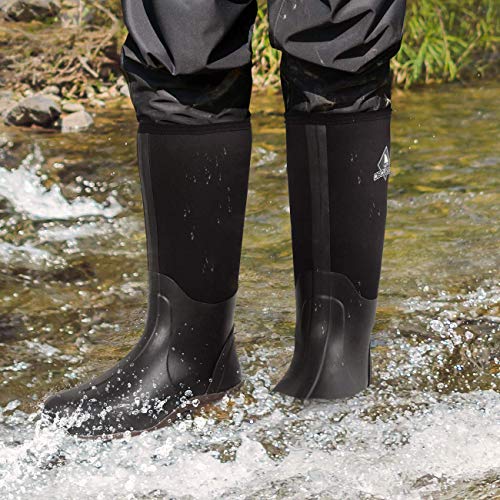 Obcursco Mens Rain Boots, Insulated 6mm Neoprene Rubber Boots for Men and Women Waterproof, Durable Hunting Boots Great for Cold Weather, Farm Working and Fishing (Standard Black, 12) - Thumbnail 6