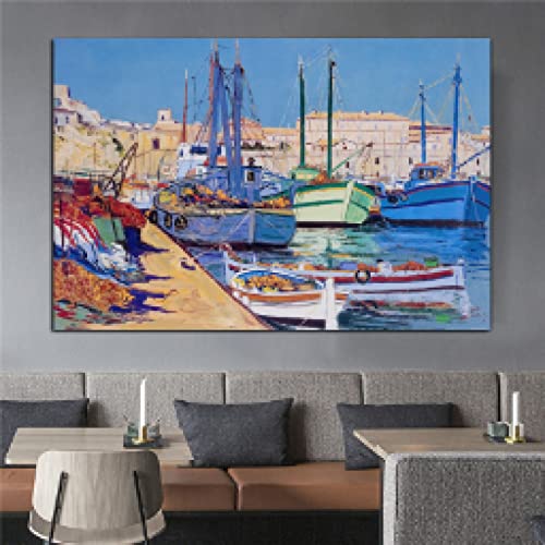 Peinture impression sur toile paysage marin de voilier pour creer un salon apaisant