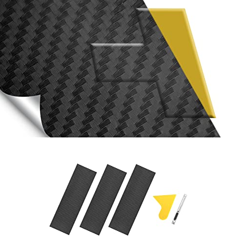 Image of Compatible with 11.8 inch x 4 inch Carbon Fiber Chevy Bowtie Emblem Wrap Kit Logo Overlay Vinyl Wrap with Spatula and Cutter 3Pcs Black