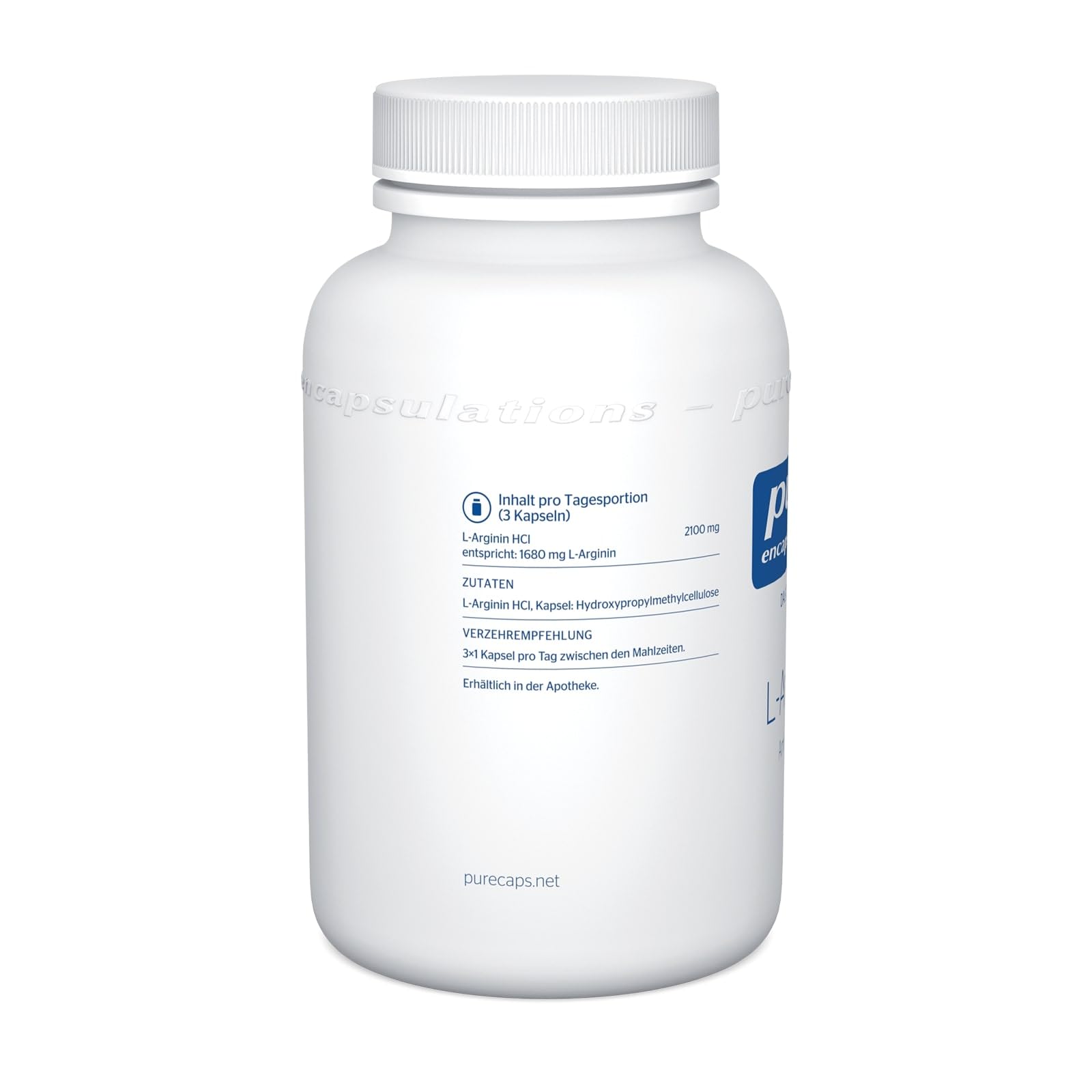 Pure Encapsulations - L-Arginin - Nahrungsergänzungsmittel mit Aminosäuren - Hochdosiert für erhöhten Bedarf - 90 vegane Kapseln