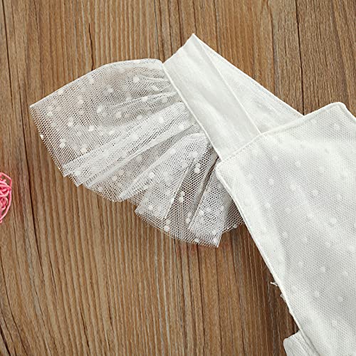 Image of Newborn Baby Girl Romper Lace Tutu Dress Bodysuit Ruffle Sleeveless Jumpsuit with Headband Summer Outfits