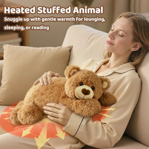 Image of Mewaii Weighted Stuffed Animals for Adults & Kids, 2-5 lbs - 23 inch Heatable Coolable Bear Plush, Microwavable Adjustable Removable Inner Pad, Realistic Hug Comfort Gift (Brown)