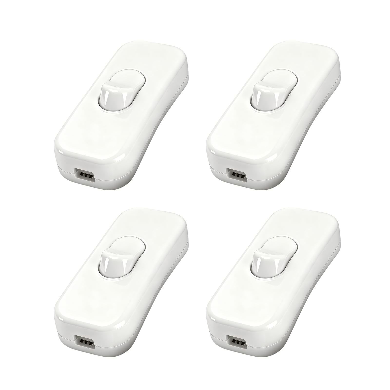 Powice 4X Zwischenschalter,Schnurschalter,Schalter 230v,Kabelschalter,Geeignet für 2 und 3 Adrige Netzkabel und Kleingeräte oder Leuchten Kippschalter,Weiß