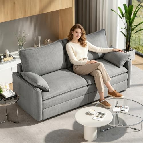 Vesgantti 74" Sectional Cloud Couch, Deep Seat Loveseat Sofa, Gray - image 1