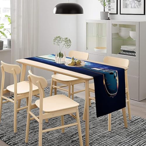 Chemin de table épais bleu motif guitare pour protéger et décorer la table - 8