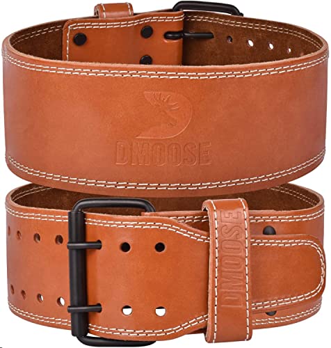 DMoose Weight Lifting Belt, 5 mm Thick & 4 Inch Wide Genuine Leather Gym belt, Improve Your Powerlifting Form & Technique, Workout belt for Weightlifting, Powerlifting, Squats, Strength Training