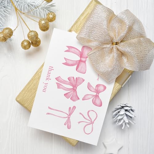 Cartes de remerciement anniversaire et mariage à nœud rose Whaline pour vos invités