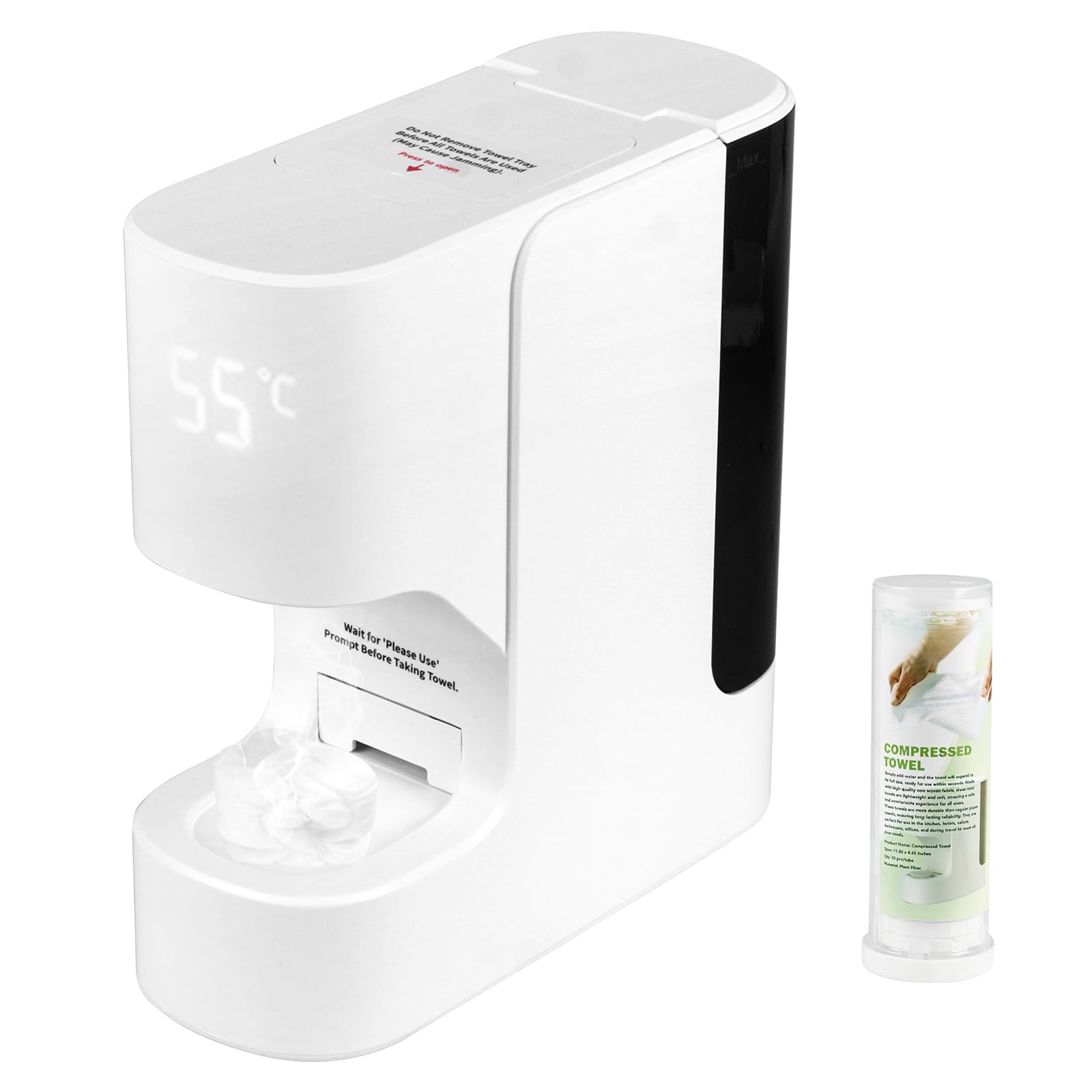 Photo 1 of Hot Towel Dispenser, Mini Hot Towel Warmer for SPA, AZ GOGO Hot Face Towel Heater Machine with Smart Voice Alerts, 55°C(131°F) Constant Temp, 5-Second Fast Heating, 20 Compressed Towels