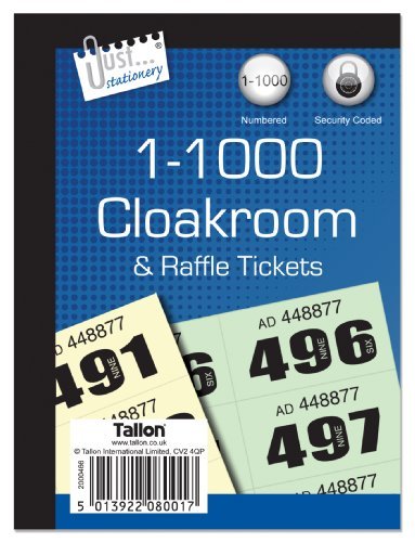 6 X Stationery cloakroom and raffle tickets 1-1000