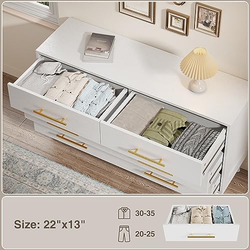 Aiho-6-Drawer-Dresser-for-Bedroom-Chest-of-Drawers-with-Metal-Handles-Wood-Storage-Dresser-Modern-Dresser-for-Nursery-Living-Room-Entryway-White-Dresser Aiho 6 Drawer Dresser for Bedroom Chest of Drawers with Metal Handles Wood Storage Dresser Modern Dresser for Nursery Living Room Entryway White Dresser
