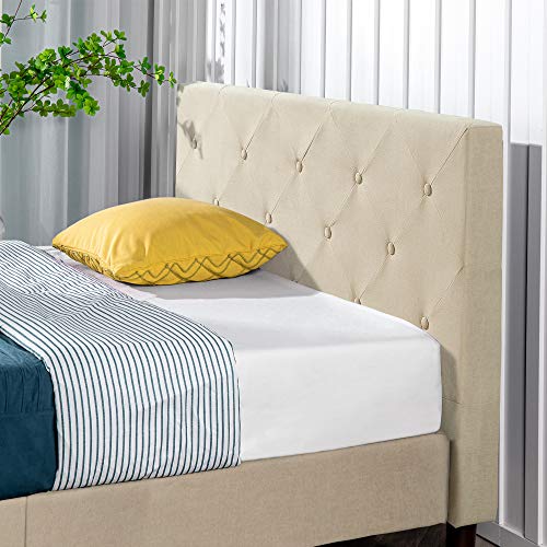 Image of Zinus Shalini Upholstered Platform Bed Frame, Mattress Foundation, Wood Slat Support, No Box Spring Needed, Easy Assembly, Beige, Queen