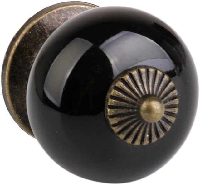 10 Pcs Kitchen Pull Handle Drawer Knobs Ceramic Door Cabinets Cupboard Hardware Baby Kid's Furniture Lockers Handles Decorative (Black)