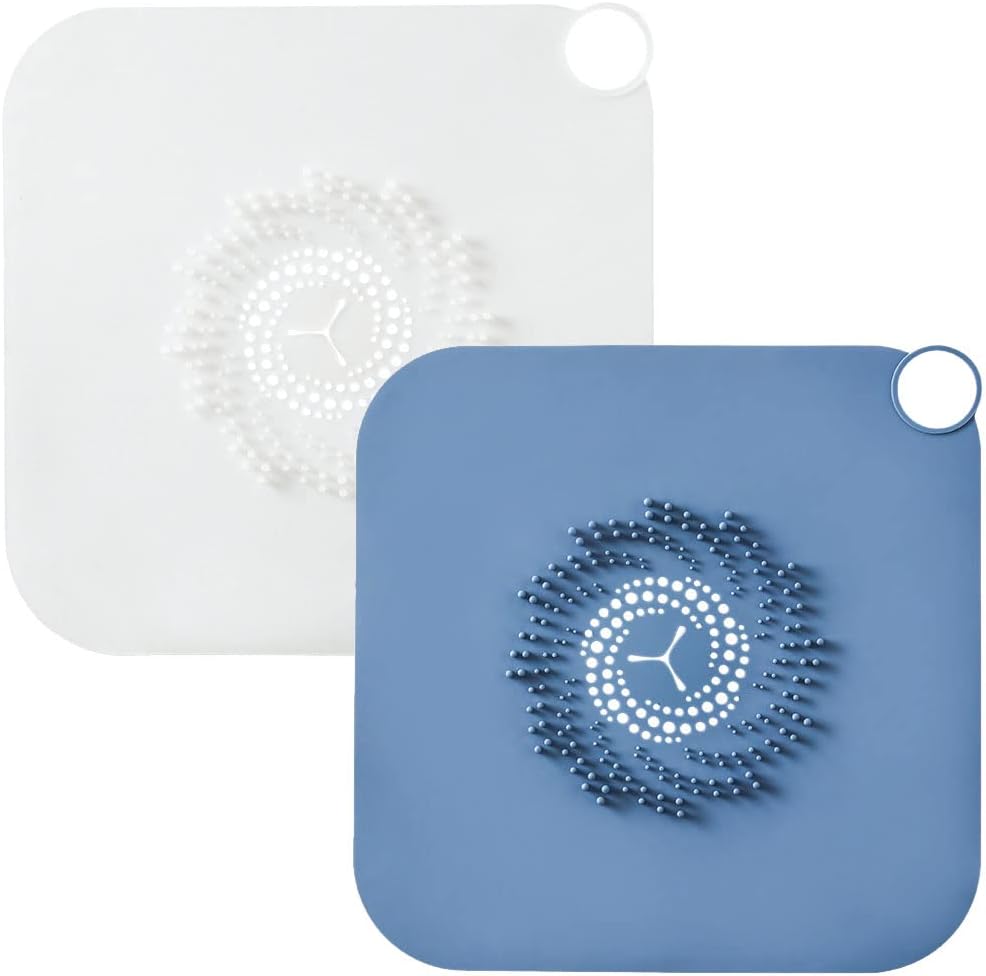 REVHQ Silicone Shower Drain Hair Catcher 2 Pack, Shower Hair Stopper,Shower Drain Strainer,Silicone Drain Covers,Bathroom Drain Protector