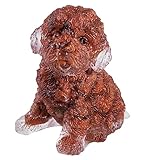 Rockcloud Handmade Red Jasper Crystal Resin Poodle Figurine Reiki Healing Puppy Dog Crystal Stone Statue Animal Sculpture for Home Office Decoration
