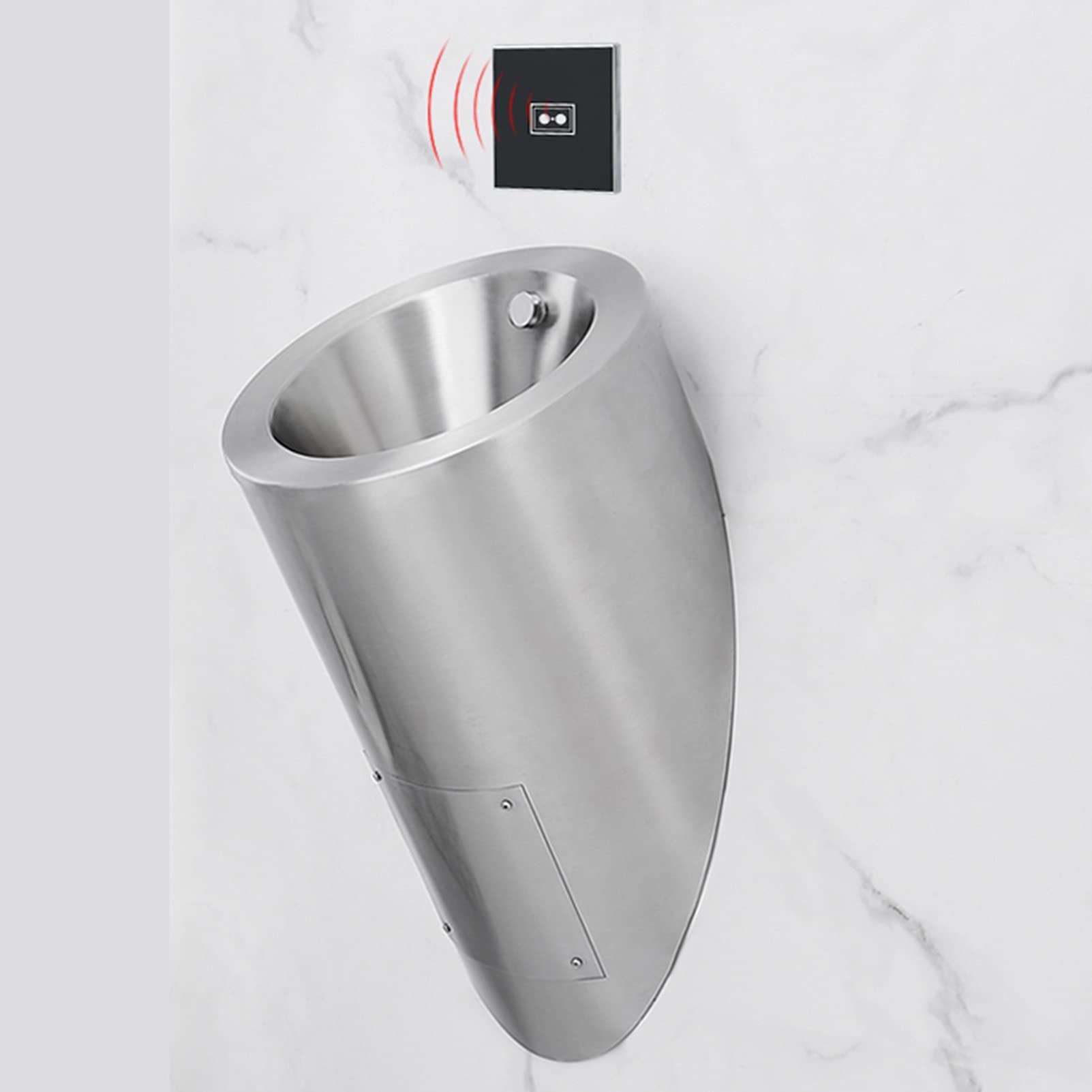 DFEDHF Wall-Mounted Urinal 304 Stainless Steel Urinal, Male Urinal Induction Drainage Public Toilet Urinal Small Vertical Toilet, Suitable for Home, Hotel, School(Silver-B)