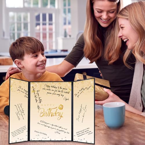 Image of Crenics Black and Gold Birthday Decorations for Women Men, Creative Birthday Guest Sign in Book Alternative, Happy Birthday Signature Book 18 inch x 12 inch, Great Birthday Gifts for Girls or Boys