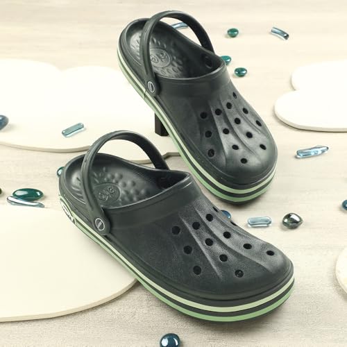 Image of Liberty A-HA LITEWALKNR Clogs for Men, Green & Navy Blue | Casual Slip-On Slingback Clog for Walking, Outdoor /Indoor Use | Solid Pattern, Fashionable Sandals with Lightweight Regular wear