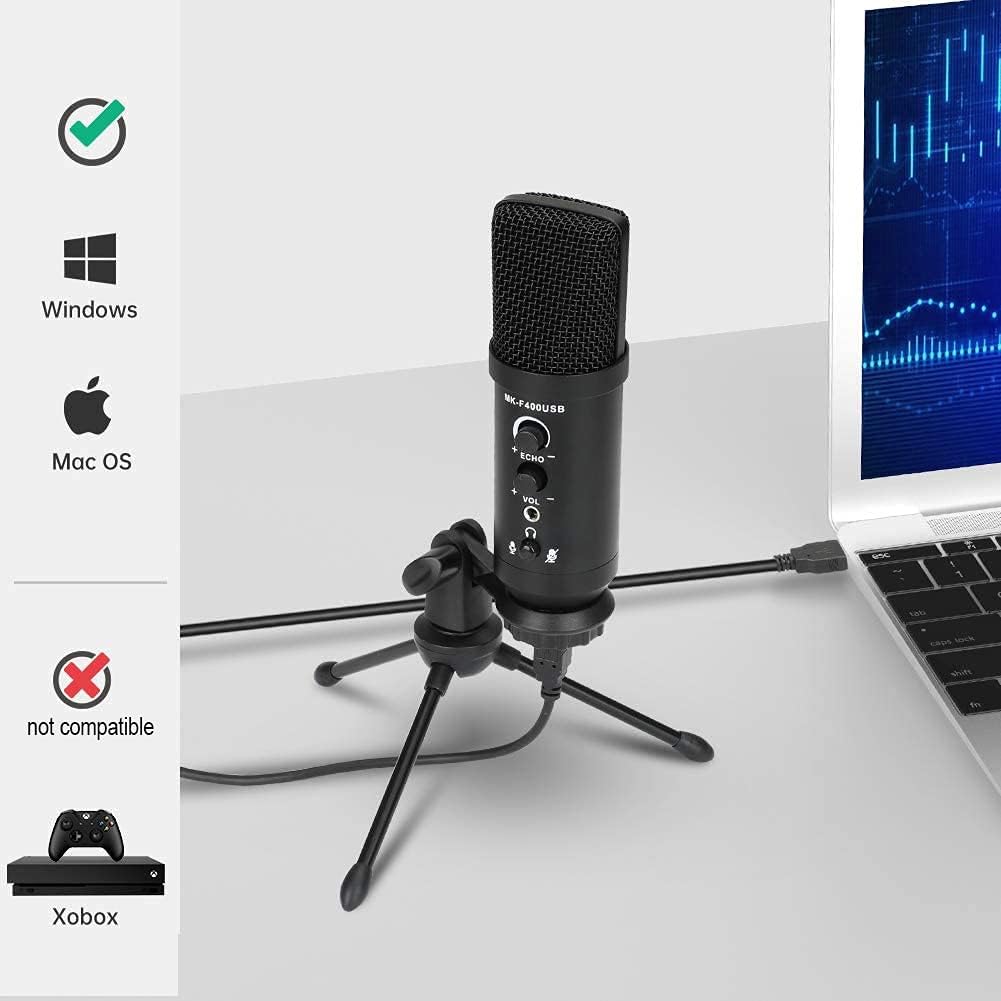 🔥 Hot Deals USB Microphone for Computer, KKUYI Plug &Play Condenser Gaming Mic for Streaming, Podcasting, Vocal Recording, Skype Chats Compatible with Mac PC Laptop, Desktop Windows Computer