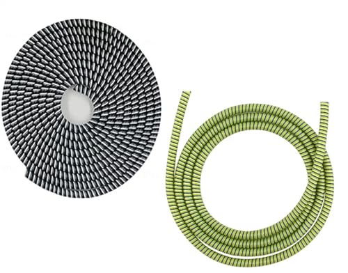 Image of Spiral Cable Protector, Data Cable Protective Sleeve, Headphone Saver, Charger Protective Cover, Wire Repair /Strain Relief Cable Wrap Tube for USB Data Cable Headphone Cable (Black+ Green)