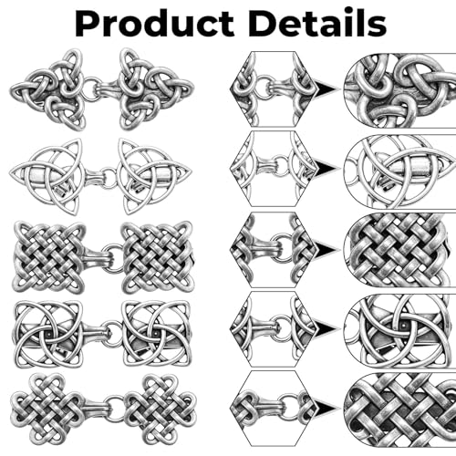 Image of 5 Pieces Vintage Sweater Swirl Clip, Dress Shirt Brooch Clip Shawl Clips Cloak Clasp Cardigan Shawl Collar Retro Button Clips and Silver Shawls Pin for Girl and Women