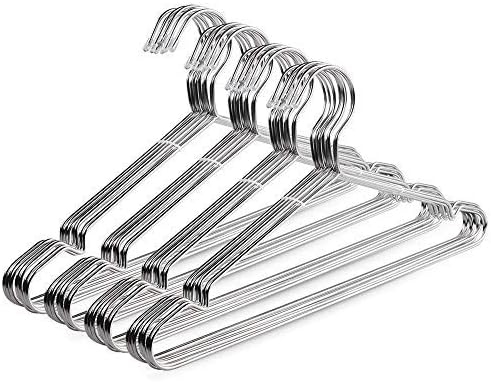 OIKA Coat Hangers 40 Pack Stainless Steel Strong Metal Hangers Clothes Hangers Standard Hanger 16.5 Inch