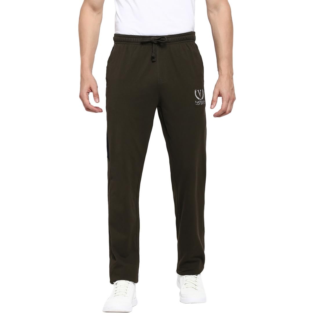 Van Heusen Athleisure Men's Regular Track Mid Rise Pants (70020_Moss Green, Medium-picture-14