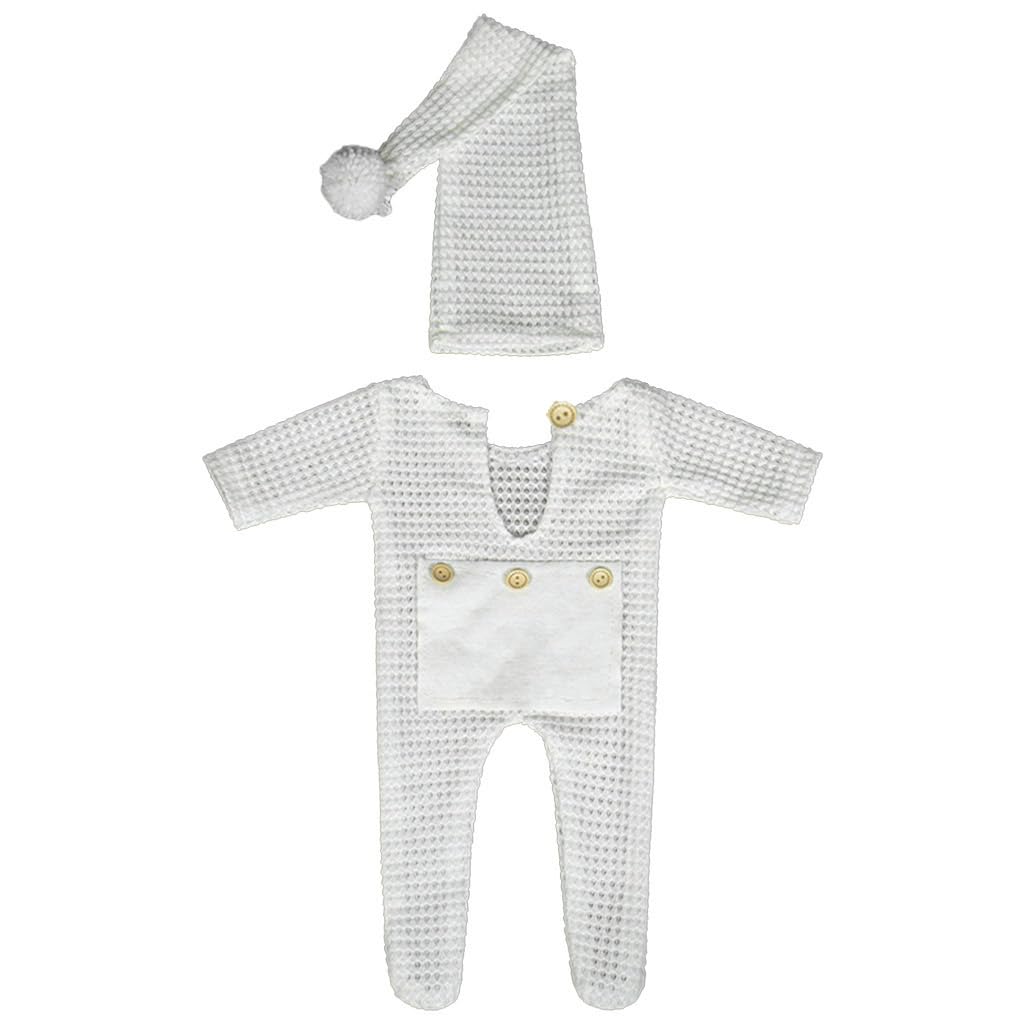 oringnat 2 Pcs Newborn Photography Props Crochet Outfit Romper Hat Set Accesories