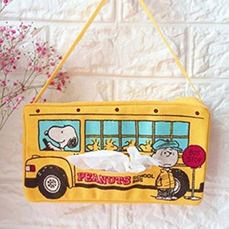 Amazon スヌーピー 車用ティッシュカバー Snoopy 車用 ティッシュケース 23 13 6 5cm Yellow 車用ティッシュカバー ボックス 車 バイク