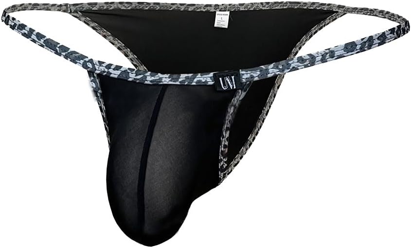COMLIFE Men's Sexy Low Rise Ice Silk Briefs Bulge Pouch Bikini Underwear Thin String Leopard Print Solid Color Triangle Panty - Image 3