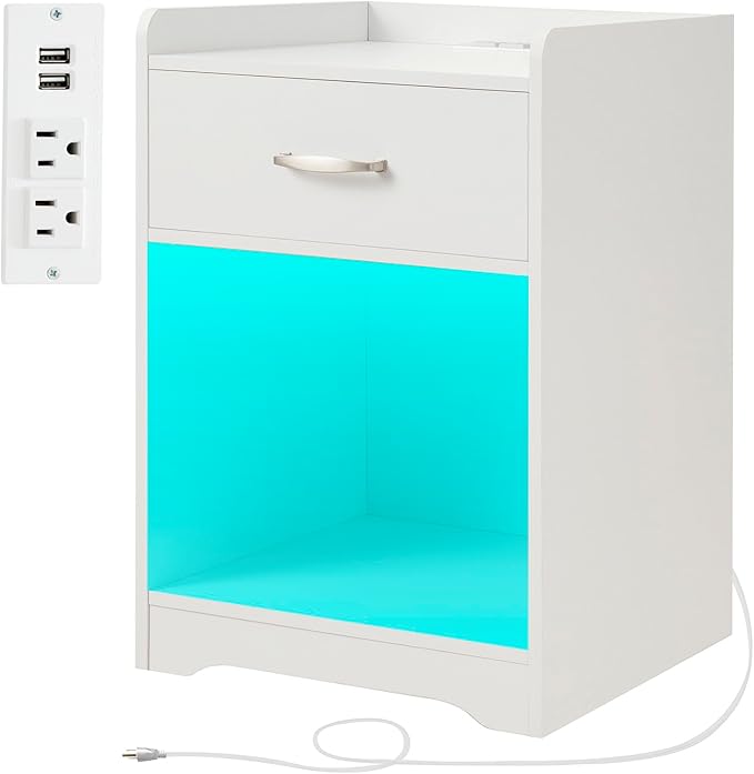 WEENFON Nightstands Set of 2, Nightstand with Charging