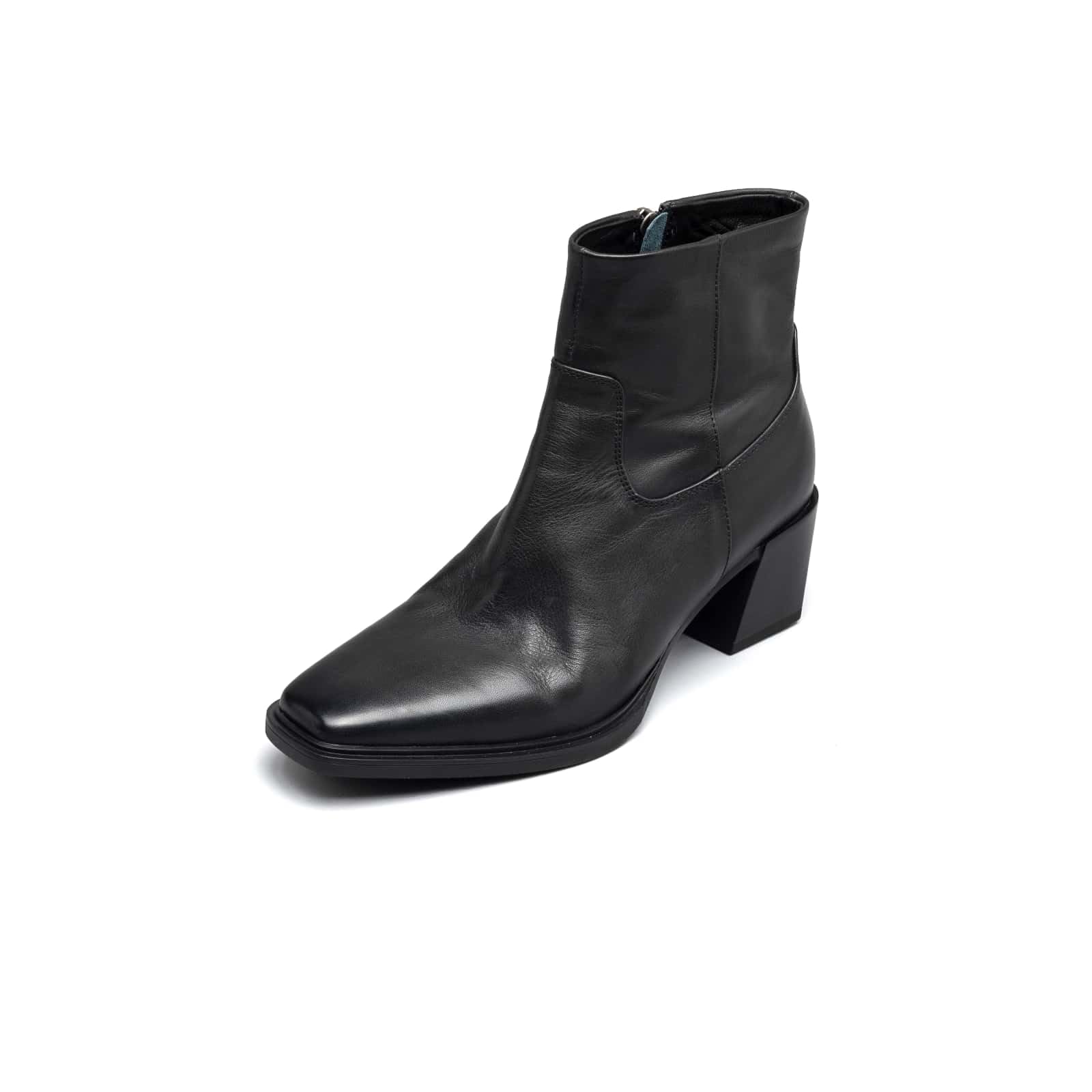 TinaCus Womens Chelsea Ankle Boots Genuine Leather Handmade with Square Toe Stacked Heel for Office Work