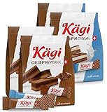 Swiss Milk Chocolate Mousse Filled Wafers by Kägi, Individually Wrapped Snacks, Chocolate Gift, Kägi Crisp'n Cream, Milk and Choco Cream, 4-Pack, 88g Bags