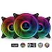 Produktbild anidees AI Tesseract 120mm 3pcs RGB PWM Gehäuselüfter kompatibel mit adressierbar 5V 3 Pin ASUS Aura SYNC/MSI Mystic Sync/GIGABYTE Fusion, RGB Header auf MB, mit Fernbedienung