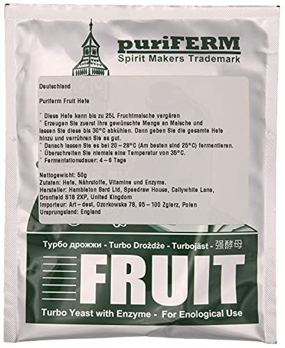 8x Puriferm Turbo Fruit Fruchtweinhefe für Früchte Brombeere Johannisbeere Weinhefe etc.