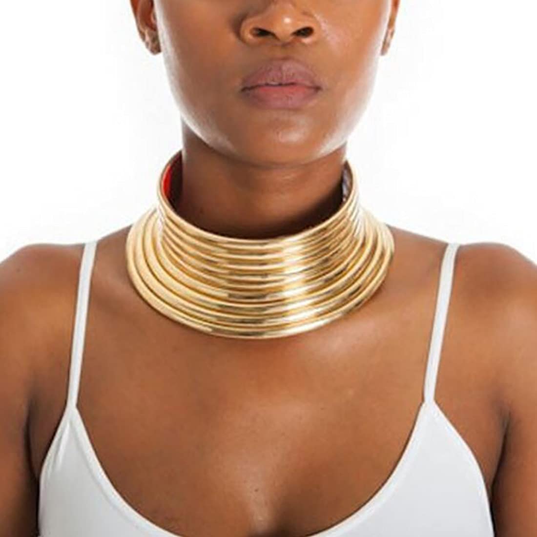 ProsyPunk African Choker Necklace Gold Africa Collar Necklaces Jewelry  Adjustable for Women