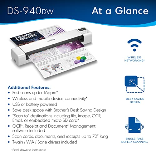Image of Brother RDS-940DW Duplex and Wireless Compact Mobile Document Scanner (Renewed)