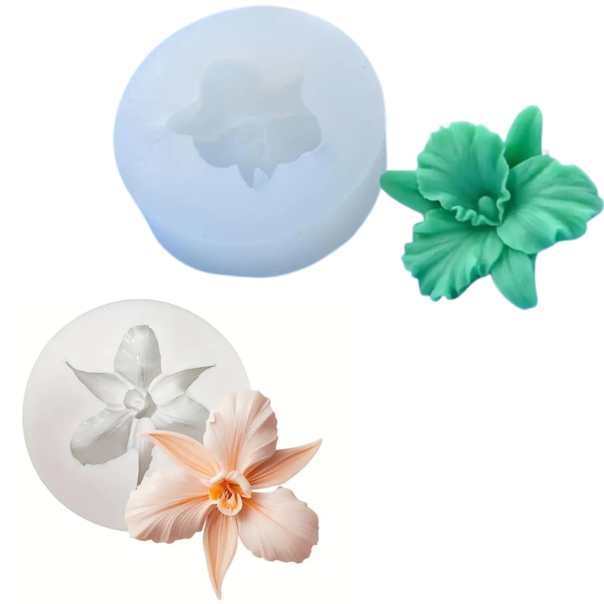 2pc 3D Orchid Flower Silicone Candle Molds for Chocolate Fondant Candy Cake Decoration Cupcake Topper Jelly Dessert Wax Melts Soap Bath Bomb Floral Carnation Resin Craft Jewelry Molds-image-15