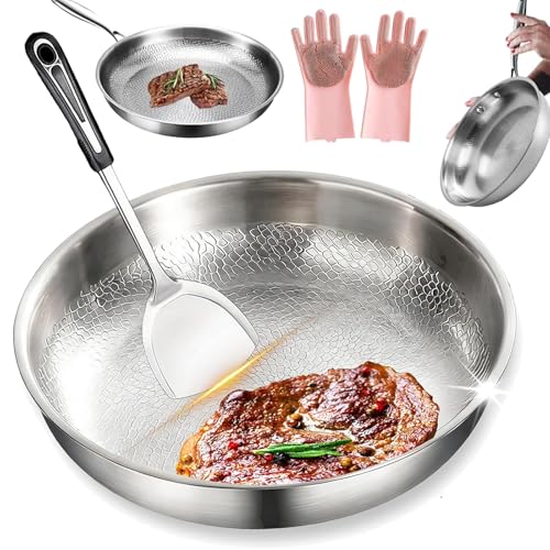 Cyeior Siraat Titanium Hammered Pan Pro 2026 Upgrade 100% Pure Titanium Fry Pan Pro No Coating Non-Stick Titanium Cookware for Cooking Extreme Heat-Resistant & Lasts a Lifetime (10.23in No Lid)