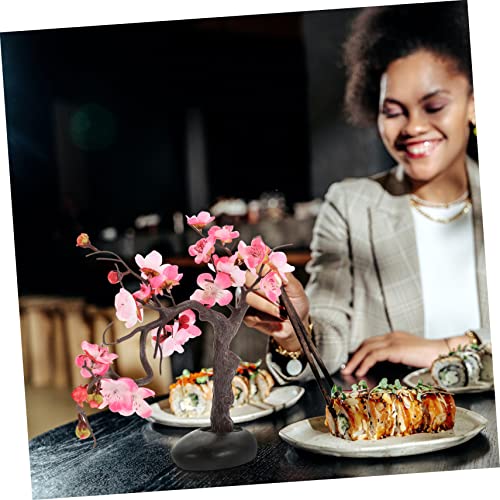 Plato decorativo liviano de plástico rosa para sushi miniatura 7