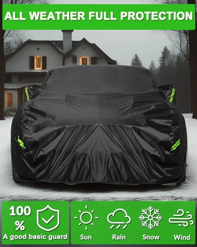 Image of Car Cover Custom Fit for Ford Mustang 2005-2026, Waterproof All Weather GT Cover Outdoor Dustproof Shelby Coupe Cover with Door Zipper Black
