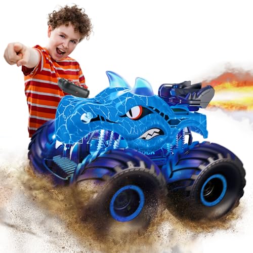 HappyGoLucky Macchina Telecomandata per Bambini, Dinosauri per Bambini Monster Truck Giochi Bambini 3 4 5 Anni Regalo Bambino 3 4 5 6 7 8 9 Anni Maschio Giochi per Bambini